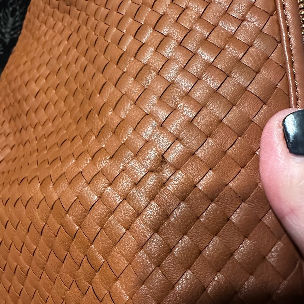 Quince Woven Crossbody Bag in Cognac Brown - Picture 3 of 6